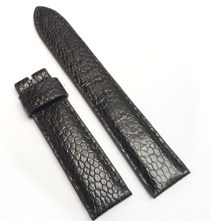 Dây đồng hồ da đà điểu đen size 20cm-18cm