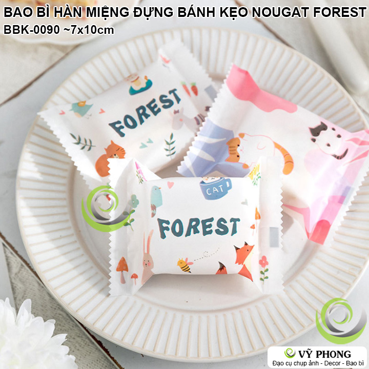 Bao bì túi nhựa hàn miệng 7x10 cm opp đựng bánh kẹo nougat đậu phộng phong cách hàn quốc forest bbk-0090