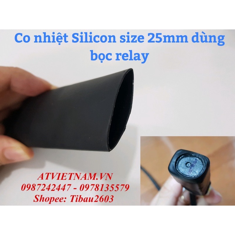 Co nhiệt Silicon size 25mm bọc relay - gen co nhiệt có keo bên trong size 25mm