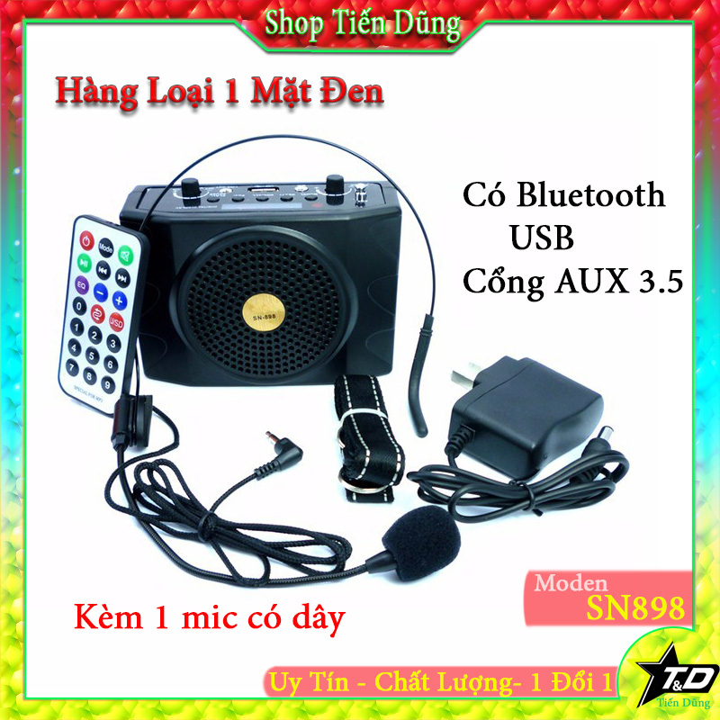 Loa Trợ Giảng SN898 có bluetooth hỡ trợ USB thẻ nhớ TF dòng kèm 1 mic có dây - Máy trợ giảng SN-898 tích hợp pin sạc có dây đeo dễ dàng di chuyển với mic cắm có dây