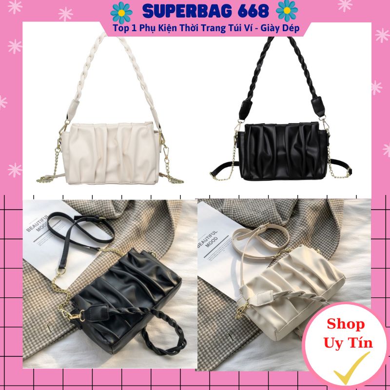 Túi Đeo Chéo Nữ Đẹp 💓FREESHIP💓 Túi Kẹp Nách Quai Tết Xếp Ly Da Mềm SPB 96