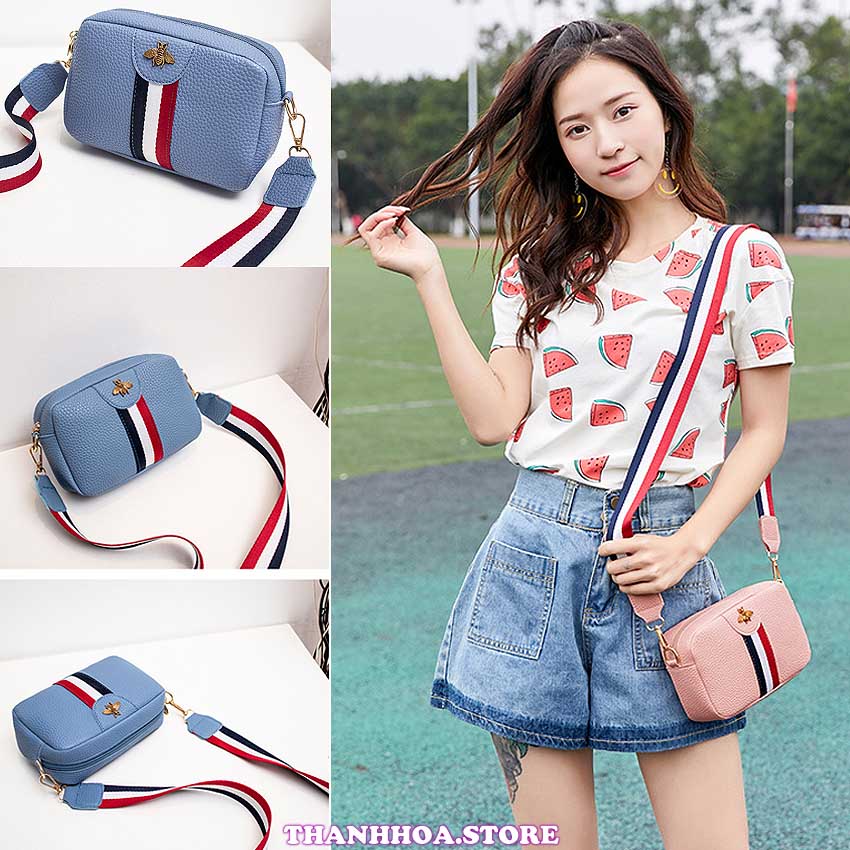 Túi đeo chéo nữ da dày chống nước mini, nhỏ xinh, thời trang đi chơi, đựng điện thoại đẹp, cute, dễ thương, cá tính, giá rẻ (màu đen, xanh, hồng) - Túi đeo chéo nữ thanhhoa.store