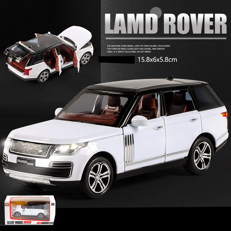 Xe mô hình kim loại Land Rover Range Rover tỷ lệ 1:32 có đèn nhạc bánh đà đồ chơi trưng bày
