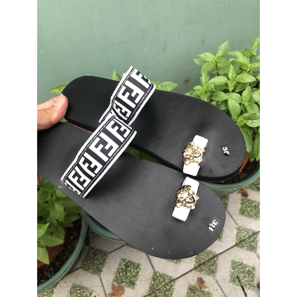 [FREESHIP + HOÀN TIỀN 50K] sandal đồng nai dép xỏ ngón nữ ( đế đen quai f trắng ) size từ 35 nữ đến 42 nữ
