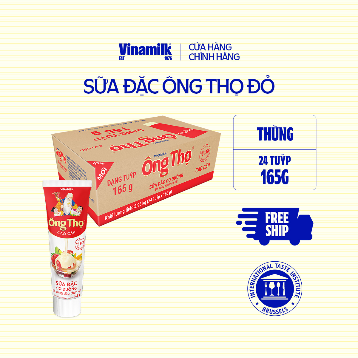 Thùng 24 Tuýp Sữa Đặc Có Đường Ông Thọ Đỏ 165g