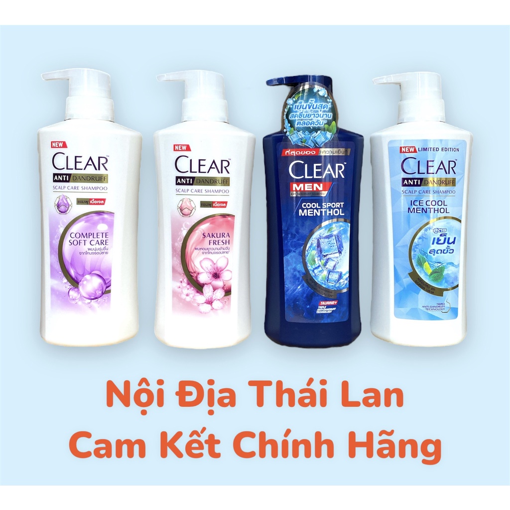 Dầu gội đầu clear sạch gàu mát lạnh thơm mát 400/410ml