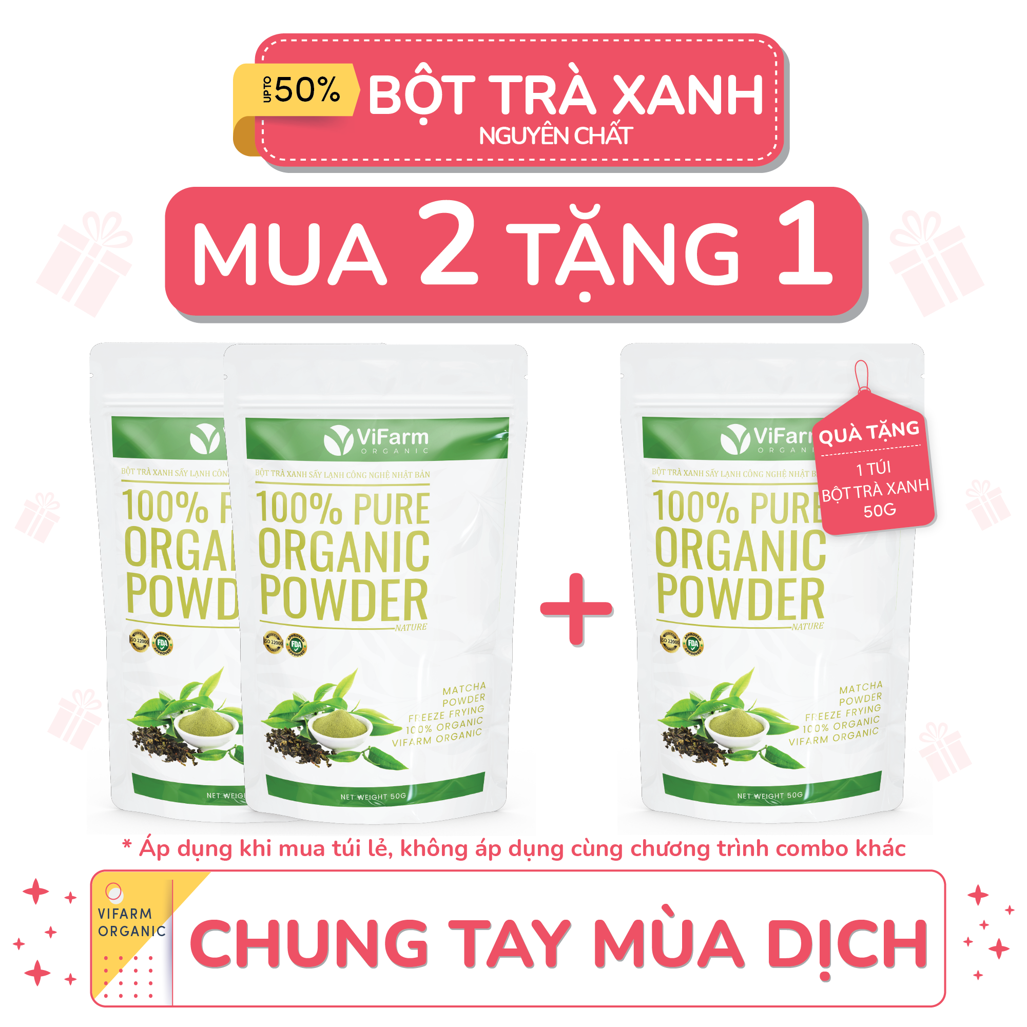 Bột Trà Xanh Matcha Nguyên Chất ViFarm - Làm Bánh, Đắp Mặt Nạ