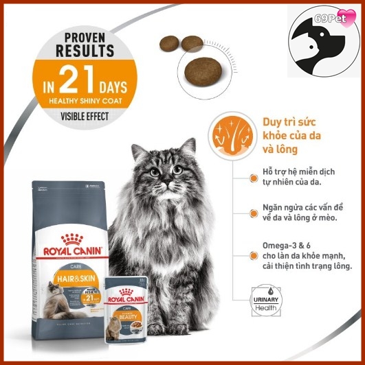 Thức ăn hạt cao cấp cho mèo- royal canin hair & skin – chăm sóc da và lông. sản phẩm chính hãng của pháp.
