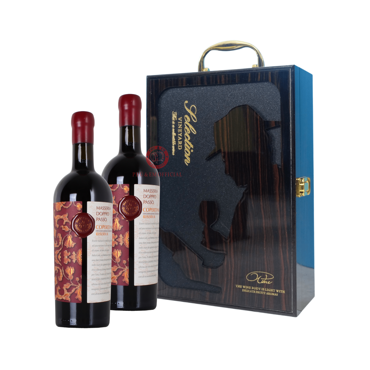 Hộp Quà Cao Bồi Ý – Rượu Vang Đỏ Ý Masseria Doppio Passo Copertino Riserva 750ml