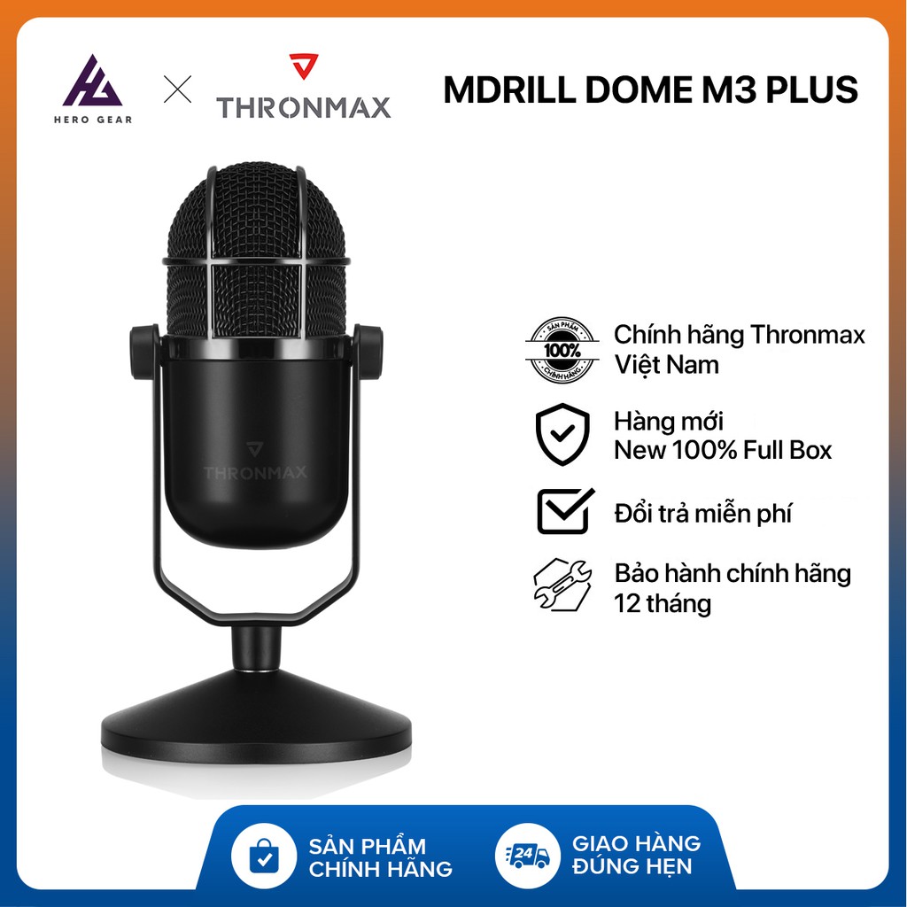 Microphone, mic thu âm thronmax mdrill dome plus m3 - 02 capsules 16mm và 10mm - jack 3.5mm - bảo hành 12 tháng
