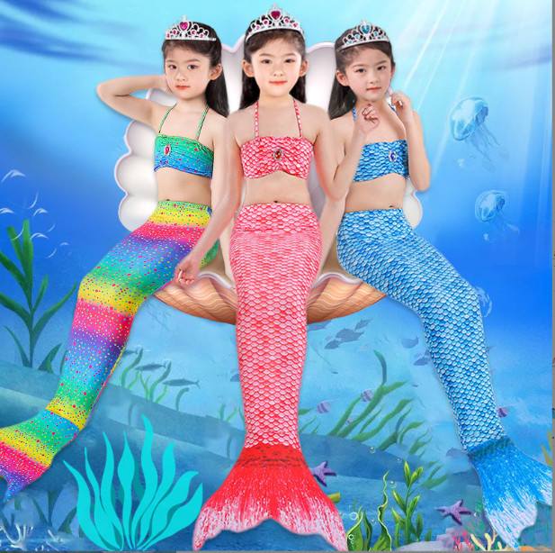 Đồ bơi nàng tiên cá Đồ bơi bikini 3 mảnh đuôi nàng tiên cá nhiều màu xinh xắn cho bé(chưa kèm chân v