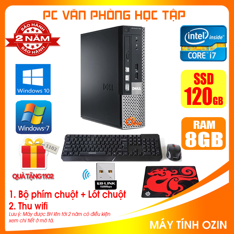 [Trả góp 0%]Bộ Case máy tính để bàn DELL + Màn hình 18.5 inch Pentium G620 / Corre i7 2600 / Ram 4GB - 8GB / SSD 120GB - 240GB [QUÀ TẶNG: Bộ phím chuột + USB thu wifi +  bàn di chuột] DEI72 - LOZ