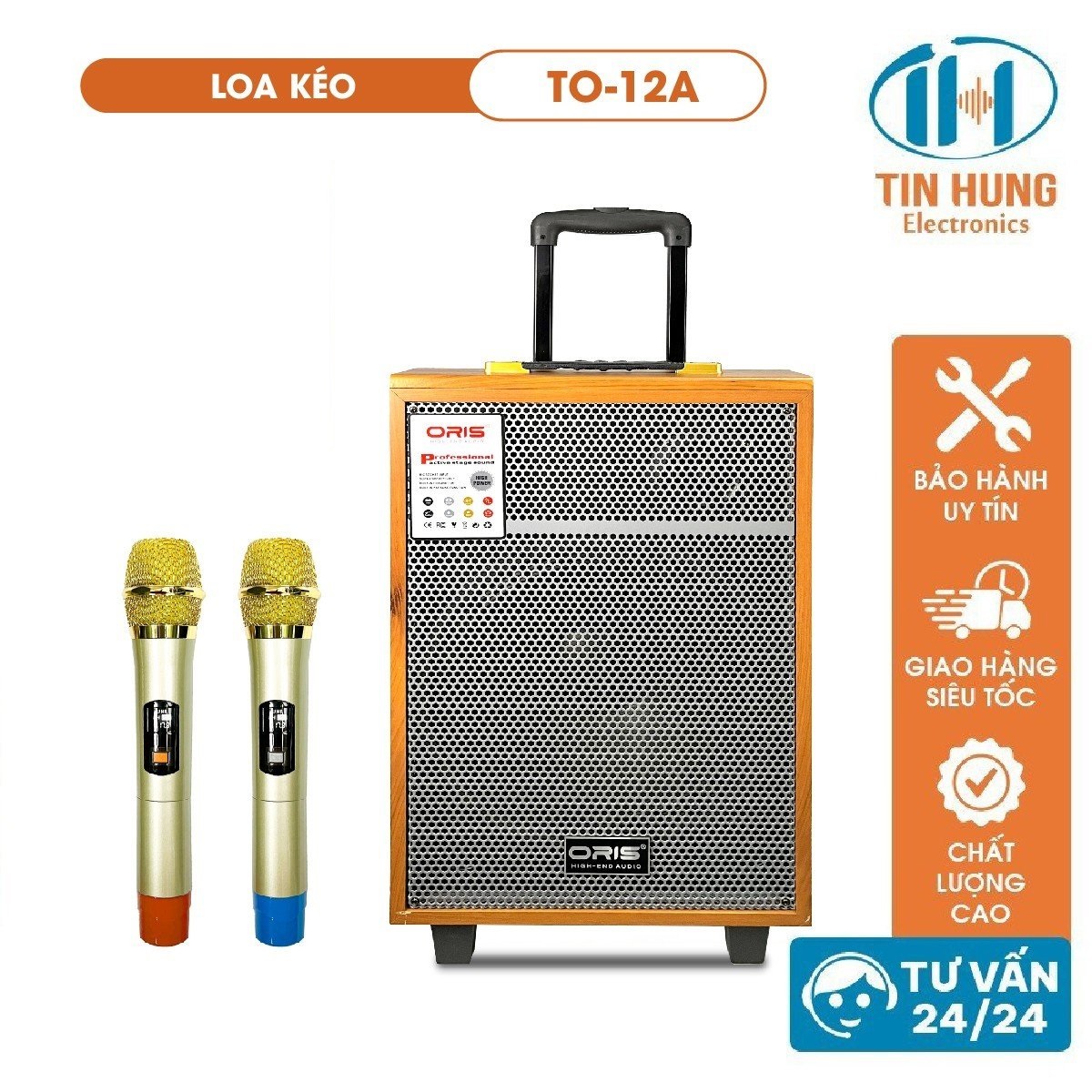 Loa karaoke blutooth oris to10a/12a bass 30 công suất lớn, loa di dộng tặng kèm 02 mic sóng uhf chất lượng - oris professional