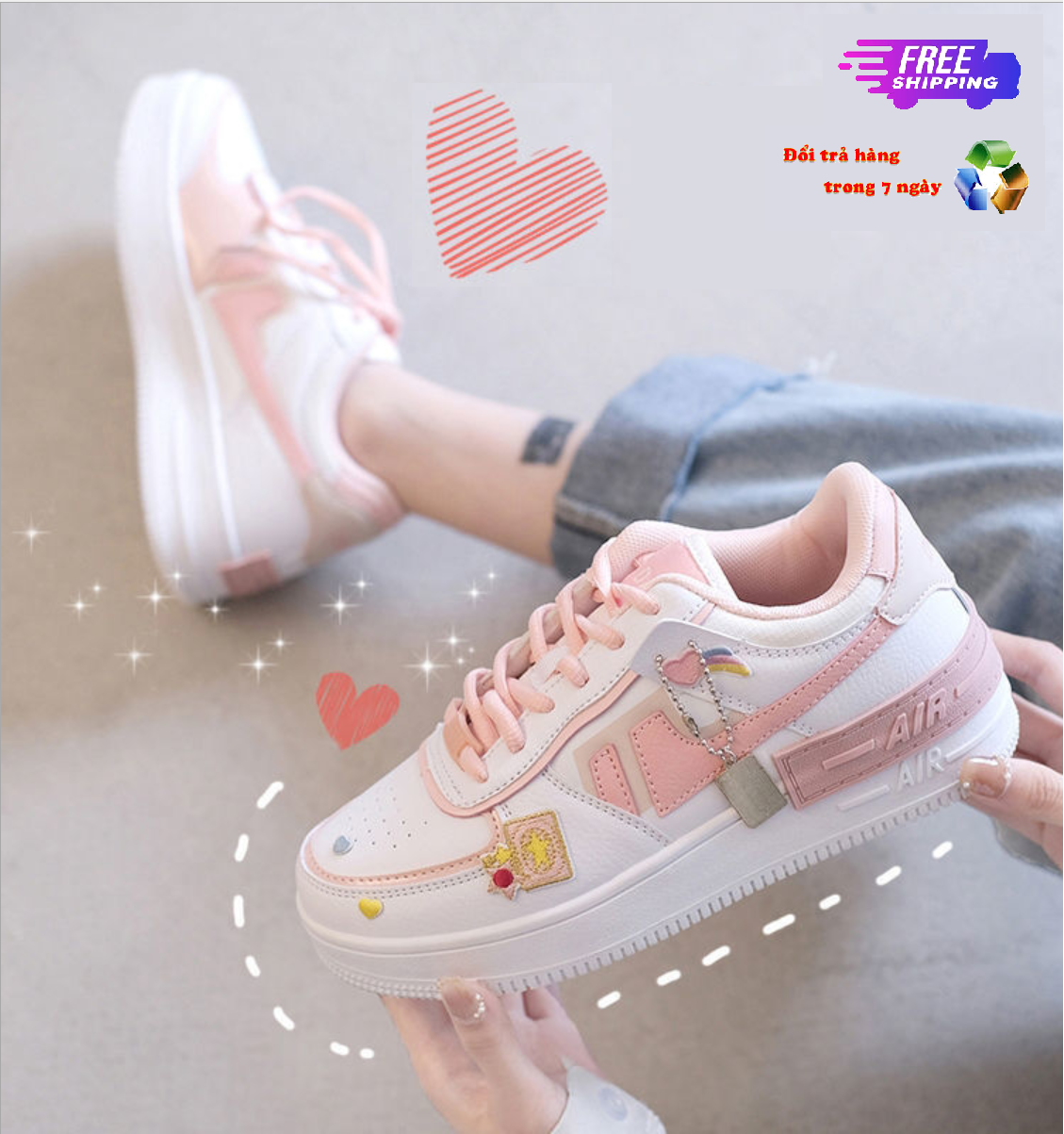 [Hoàn Tiền 15%]Giày thể thao nữ AIR phong cách thời trang siêu đẹp mẫu mới Hot nhất 2021, giày sneaker nữ đi học giá rẻ