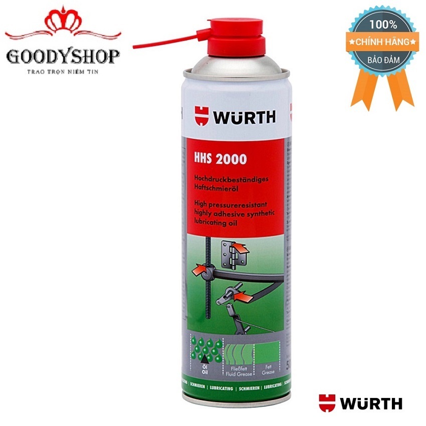 Mỡ bò nước bôi trơn chịu nhiệt wurth hhs 2000 0893106. bôi trơn, chịu được rung động, chịu nhiệt và chịu được áp lực cao goodyshop