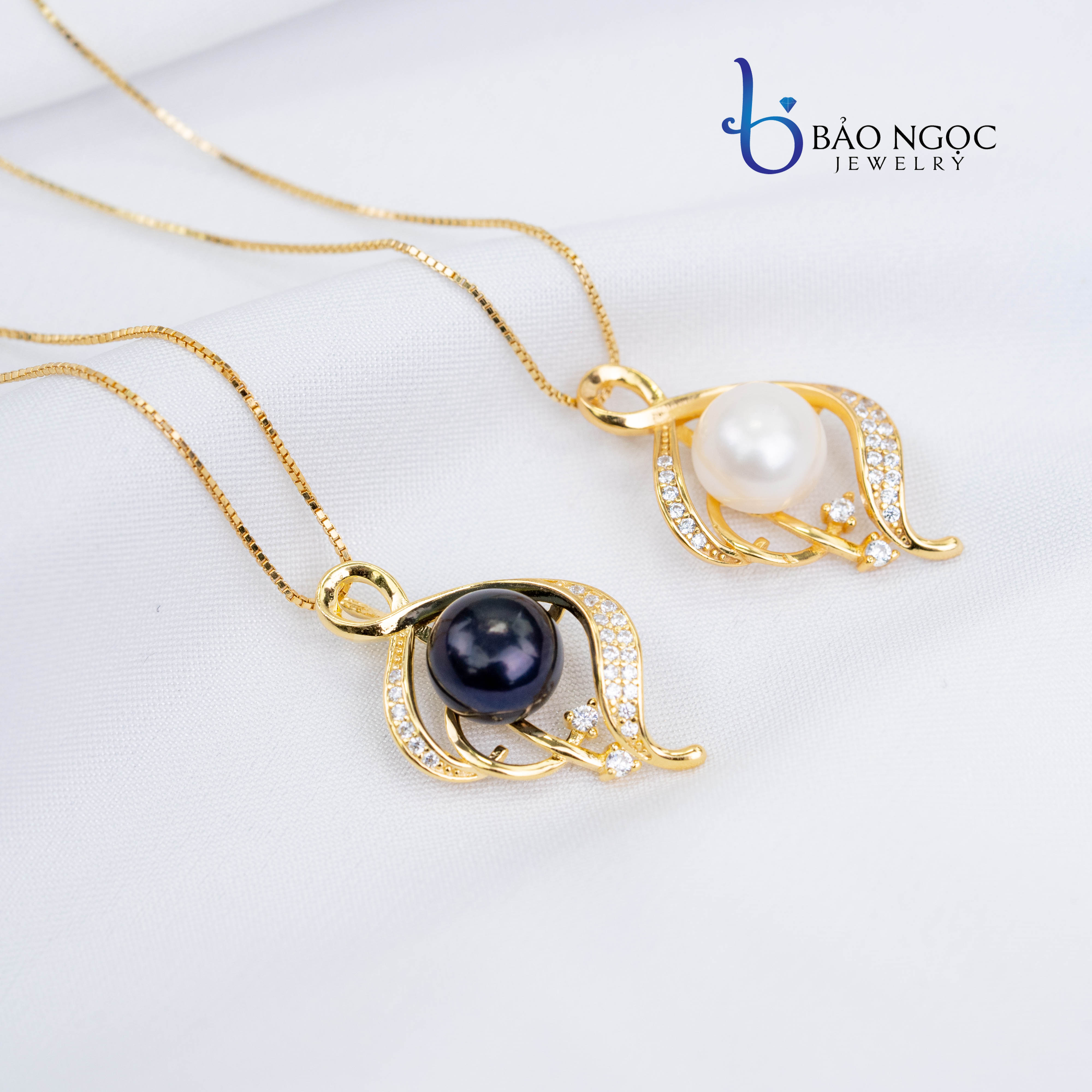 Dây Chuyền Ngọc Trai Thật, Vòng Cổ Ngọc Trai Nước Ngọt Tự Nhiên Xi Vàng 18k - DB2337 - Bảo Ngọc Jewelry