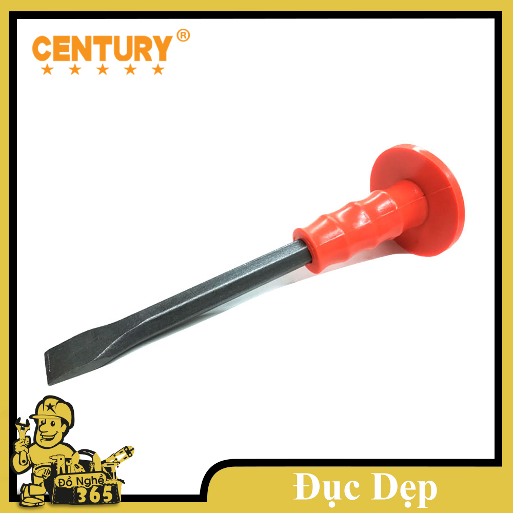 Đục Cán Cam Mũi Dẹp 250MM CENTURY , đục làm bằng chất liệu thép cao cấp, mũi dẹp chuyên đục các vật cứng như: bê tông, gạch......tay cầm bọc nhựa giúp êm tay khi thao tác
