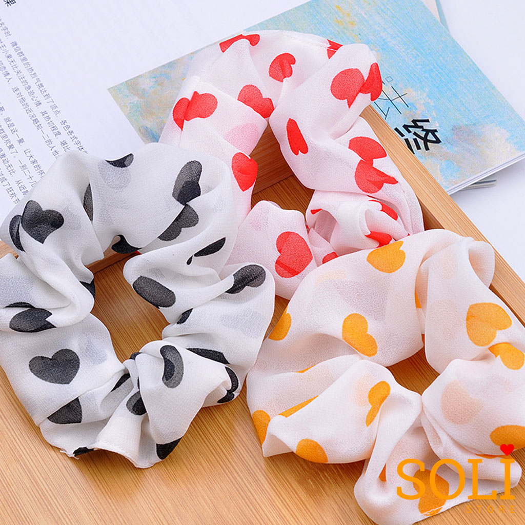 Dây cột tóc vải Scrunchies Trái Tim CT38