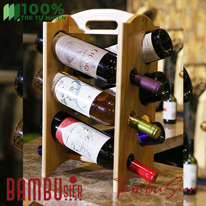 Kệ rượu vang - giá kệ để chai rượu vang bằng gỗ tre cao cấp