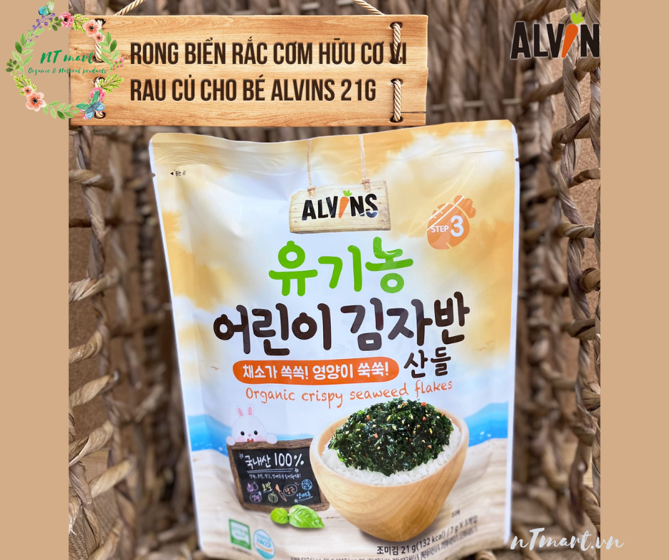 Rong biển rắc cơm hữu cơ cho bé Alvins 21gr