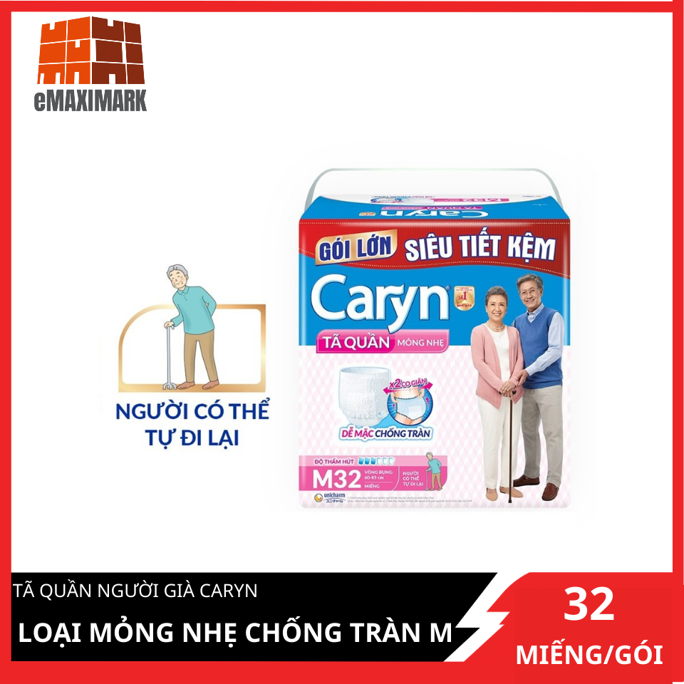 Tã quần người già Caryn Loại mỏng nhẹ chống tràn M32
