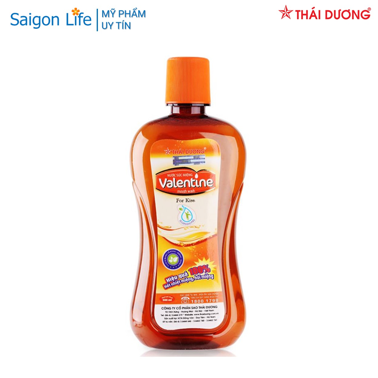 Nước Súc Miệng Valentine For Kiss Giảm Nhiệt Miệng, Hôi Miệng, Sâu Răng, Viêm Lợi 500ml