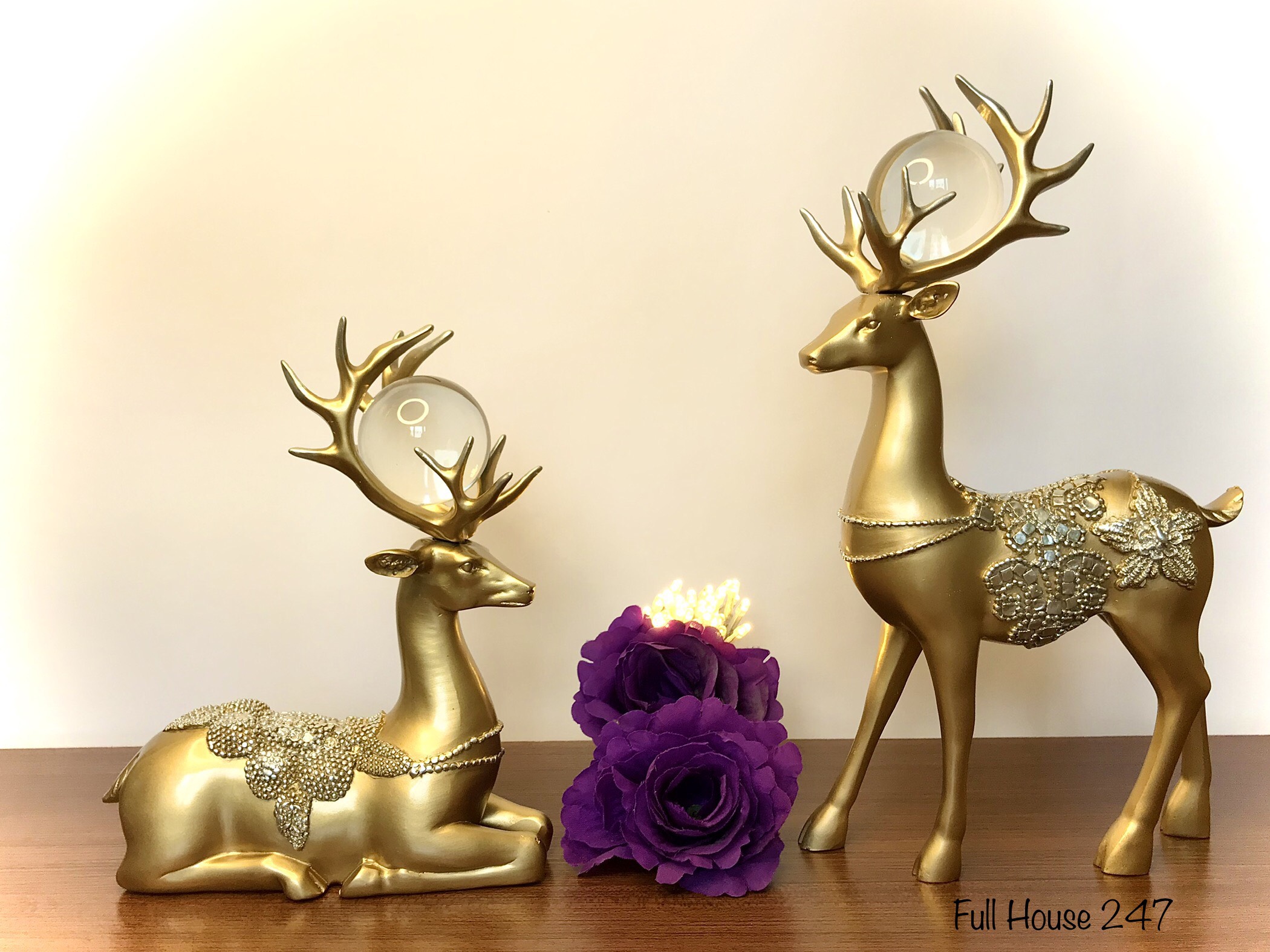 [ẢNH TỰ CHỤP] Tượng trang trí phong thủy decor cao cấp nghệ thuật hình đôi Hươu mang đến sự THỊNH VƯỢNG TÀI LỘC