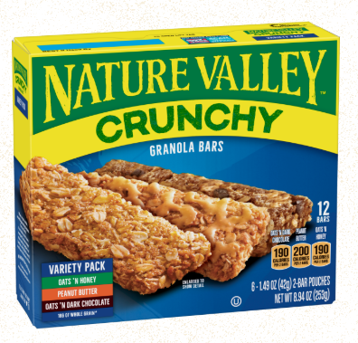 Bánh Ngũ Cốc Nature Valley - Variety Pack: Peanut Butter, Oat n Honey, dark chocolate 253gr- 6 gói-12 thanh-Nhập khẩu Mỹ