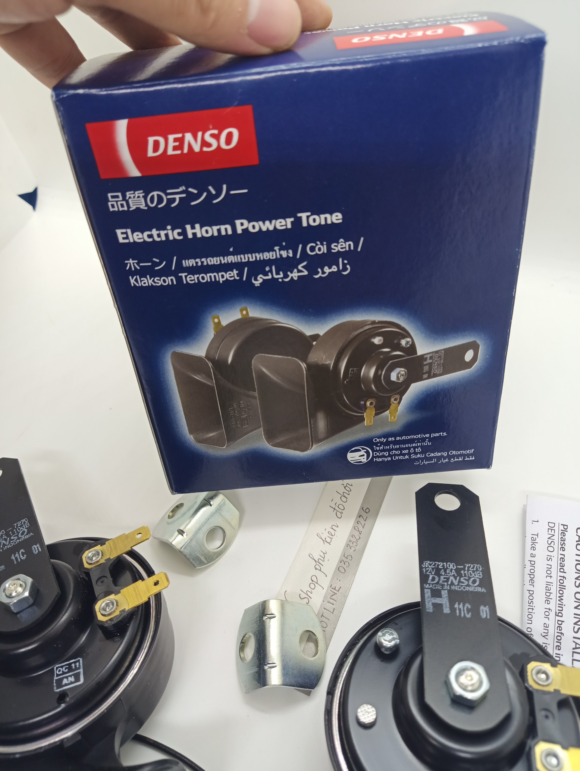 Còi Denso CHÍNH HÃNG 12V lắp được hầu hết các xe ô tô từ 4 chỗ đến 16 chỗ Shop nhấn mạnh là CHÍNH HÃNG