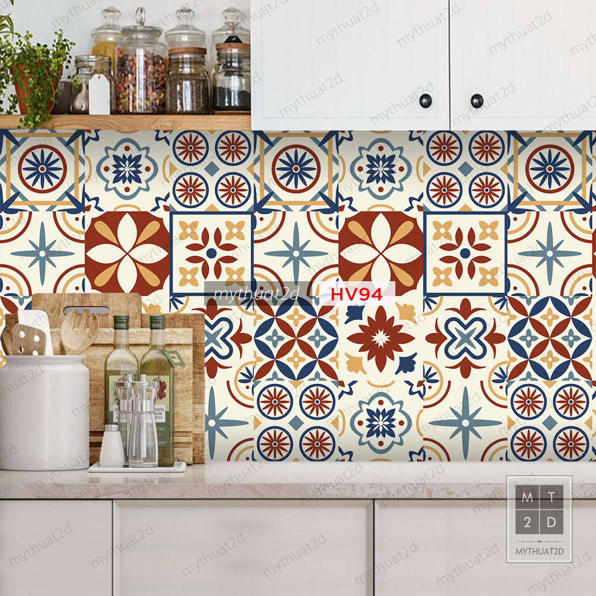 Decal gạch bông trang trí nhà cửa đời sống - HV94