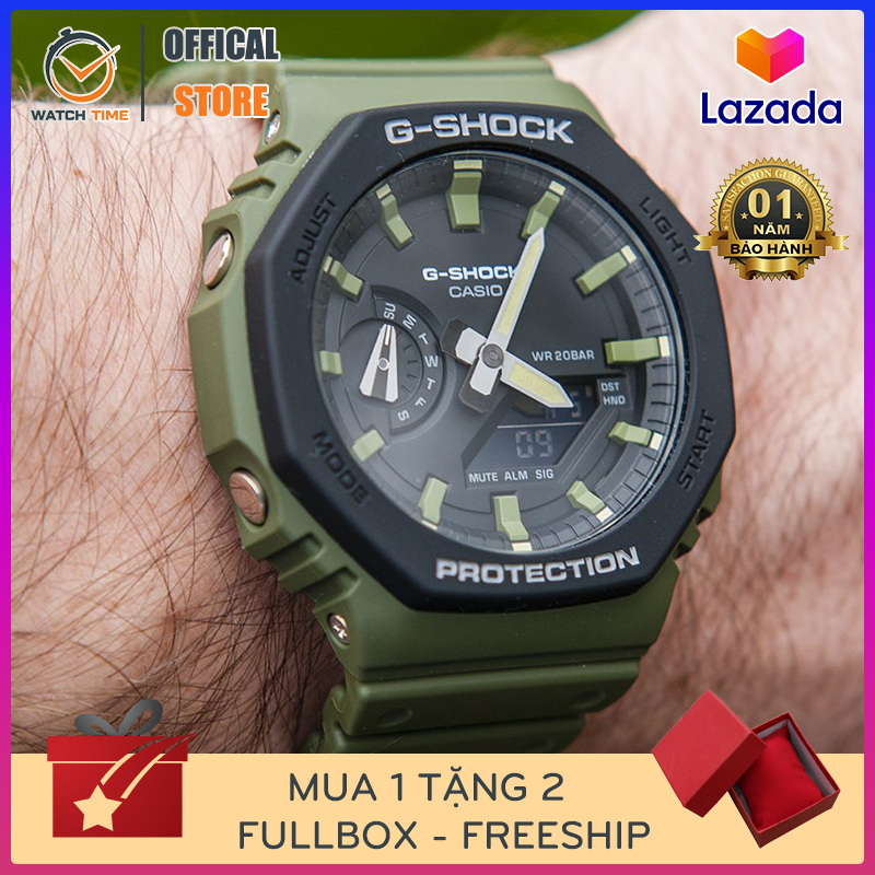 Đồng hồ Casio G-Shock GA-2110SU-3A Xanh Rêu - Mới - Made in JAPAN - Bảo hành 12 tháng - Siêu chống nước,chống va đập - Màu bền không phai