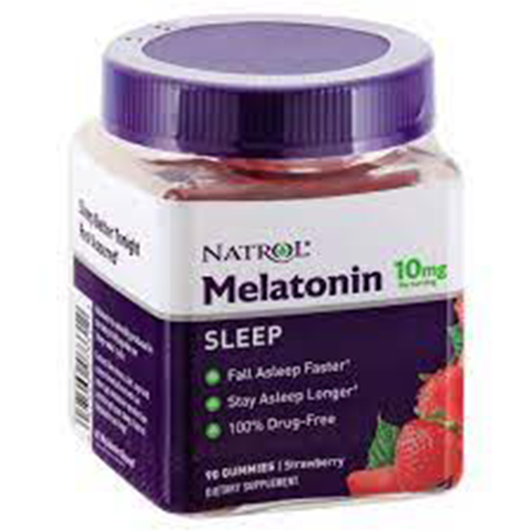 Kẹo dẻo ngủ ngon gummies natrol melatonin 10mg vị dâu 90 viên