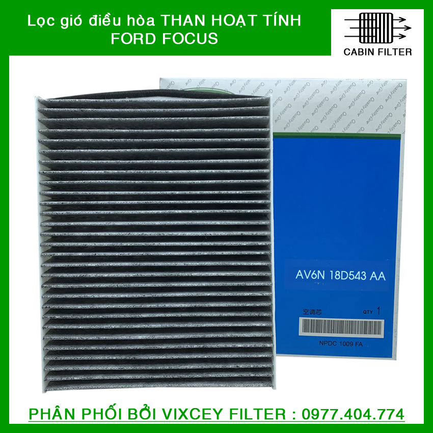 Lọc gió điều hòa FORD FOCUS than hoạt tính. Dùng cho Focus đời 2011 đến nay. Phù hợp cho động cơ 1.0L, 1.5L, 1.6L và 2.0L. Miễn phí lắp đặt tại Hà Nội bởi Vixcey Filter.