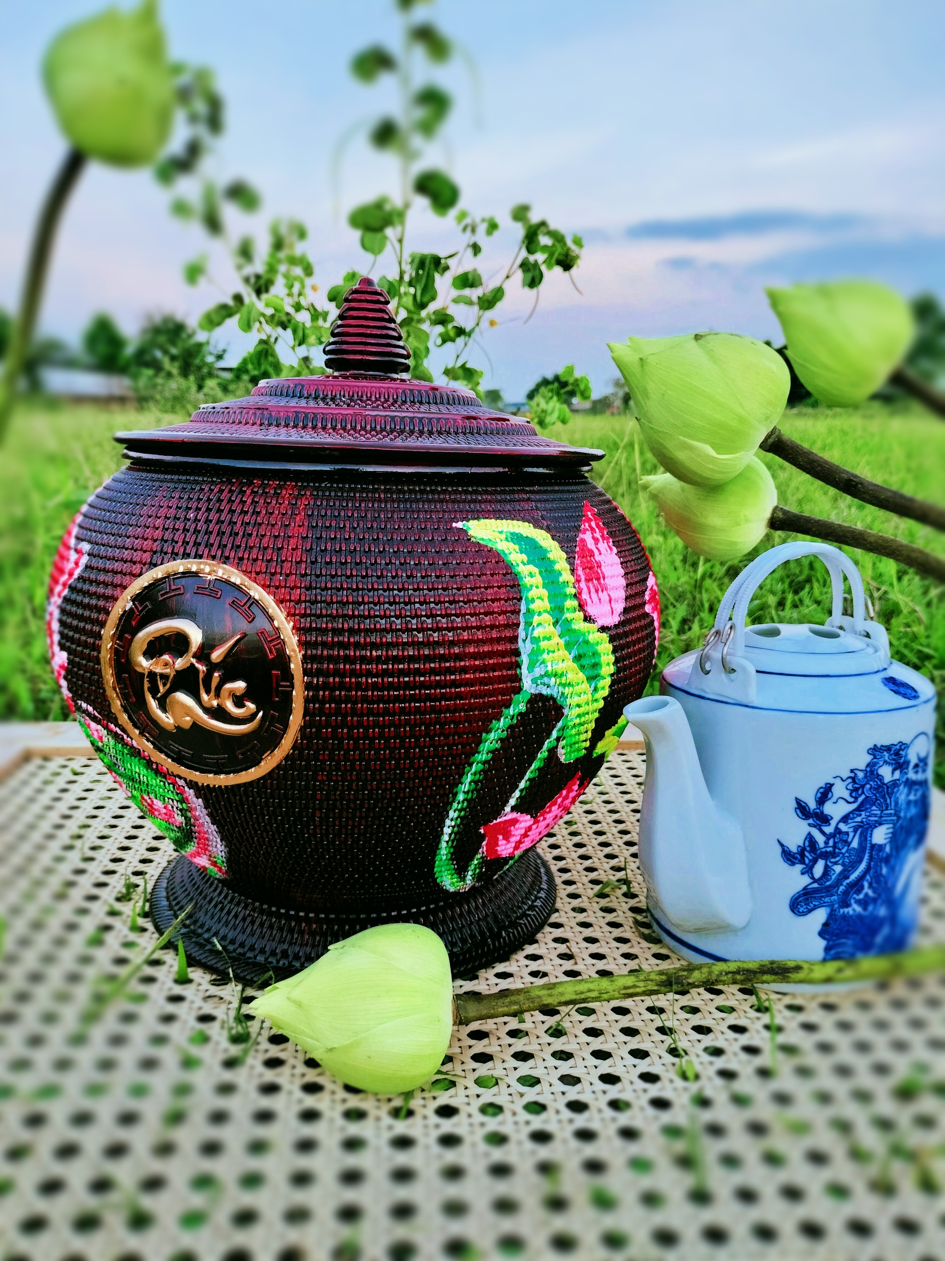 Combo giỏ + ấm tích. loại 1,5 lít