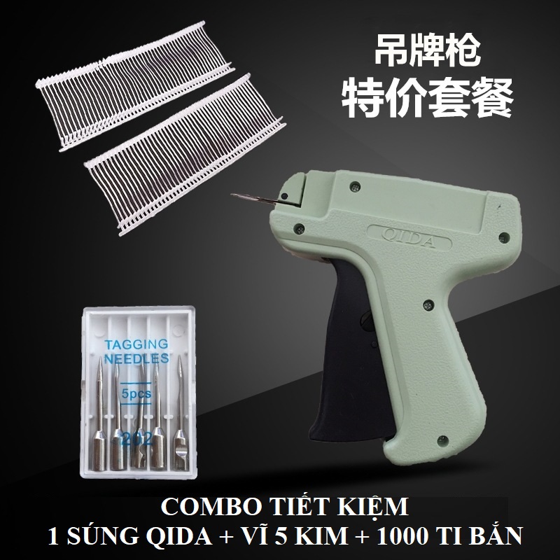 Combo Máy Bắn tag QIDA + Vĩ 5kim + 1000 ti