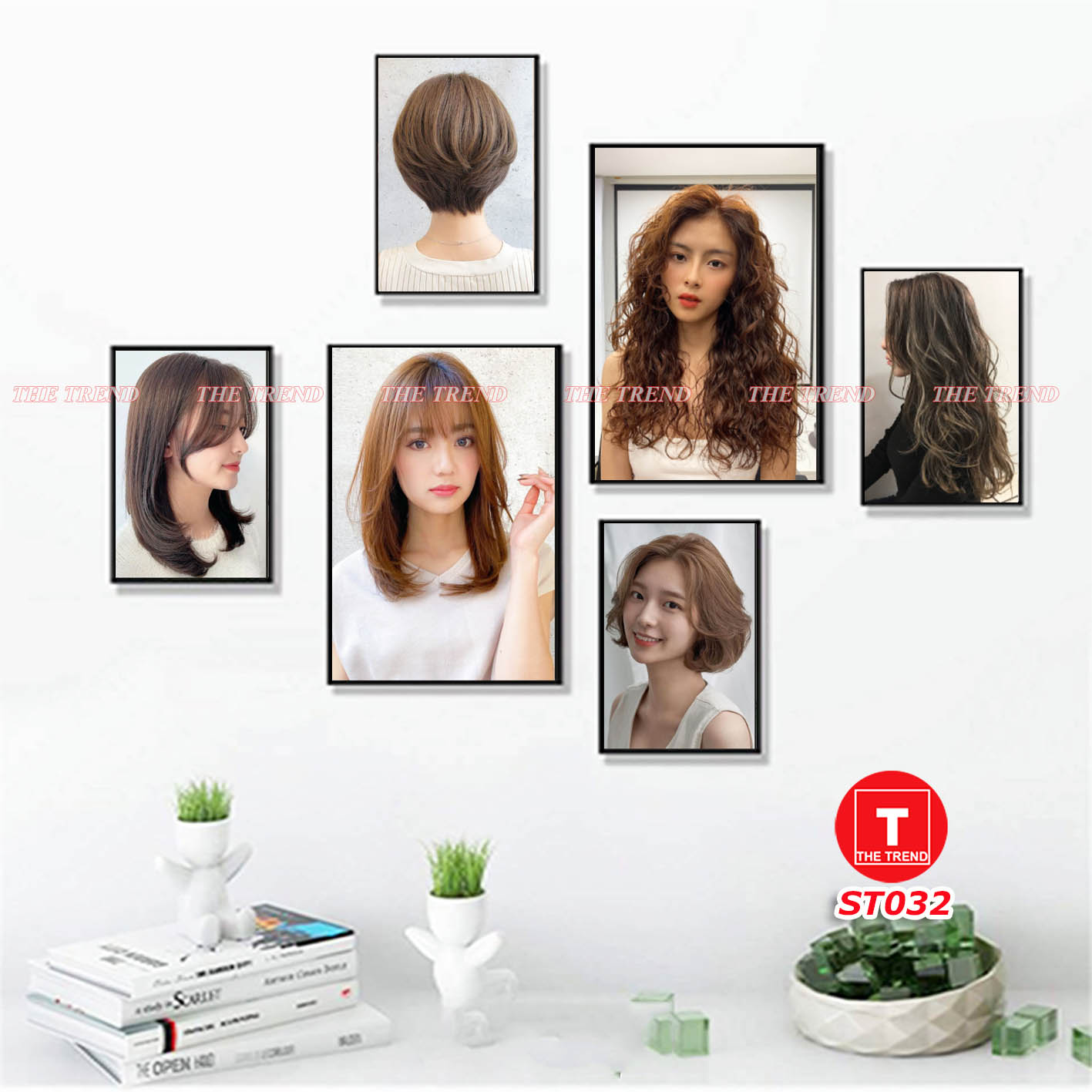 Tranh tóc nữ siêu đẹp, bộ 6 tranh hair salon, tranh dán tường, the trend