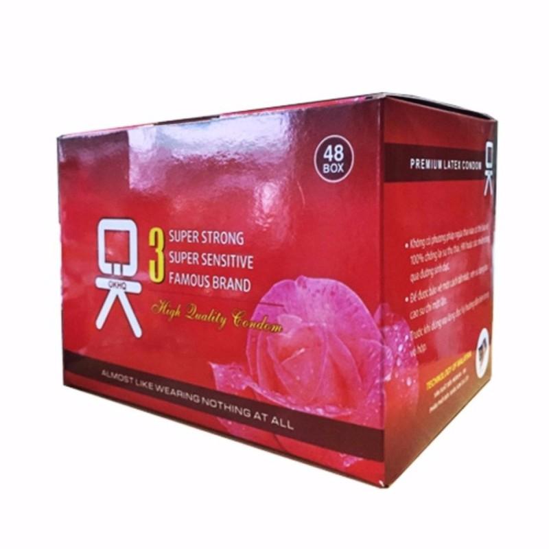 Bộ 1 hộp lớn Bao cao su OKHQ hoa hong 144 chiếc