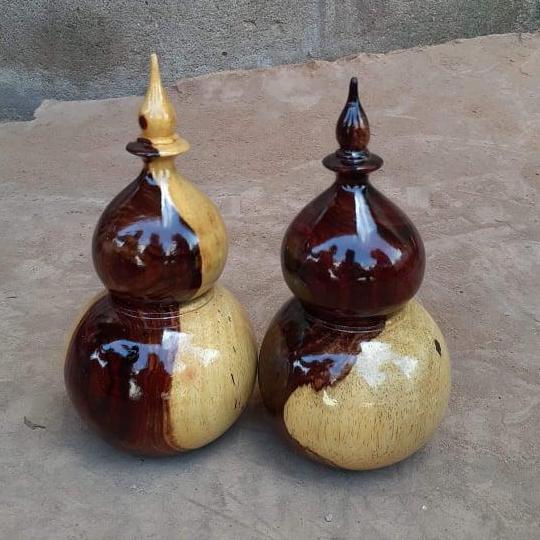 2 Ống đựng tăm hồ lô đẹp - gỗ cẩm