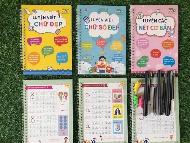 Sách - bộ 3 quyển tập viết tự xóa thần kỳ - luyện chữ, số, nét cơ bản