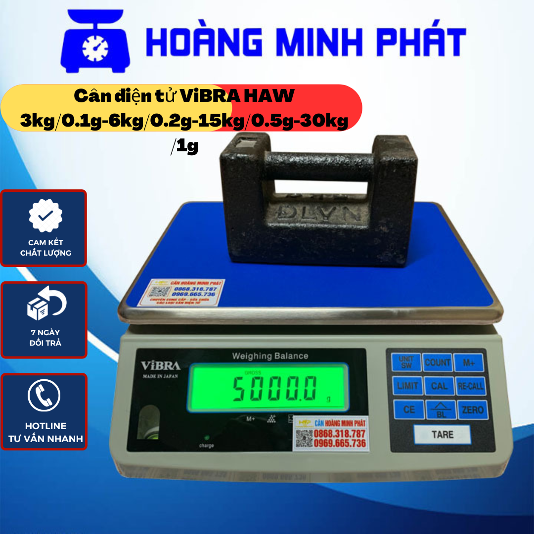 Cân điện tử nhật bản vibra japan 3kg 6kg 15kg 30kg haw chính xác tuyệt đối