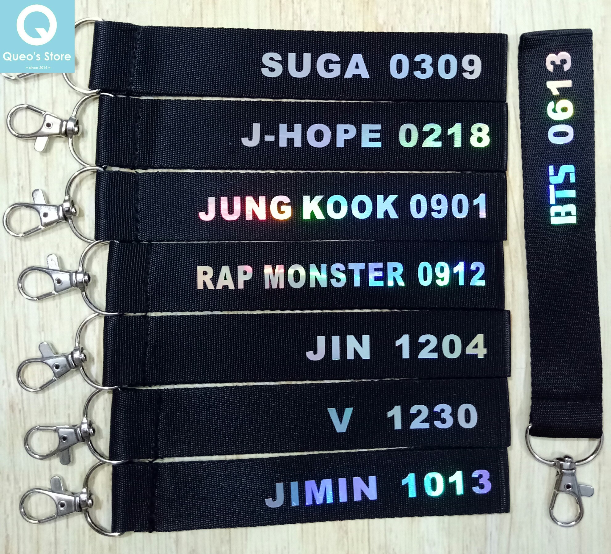 [HCM]Nametag hologram móc khoá BTS mẫu ngày thành lập/ ngày sinh