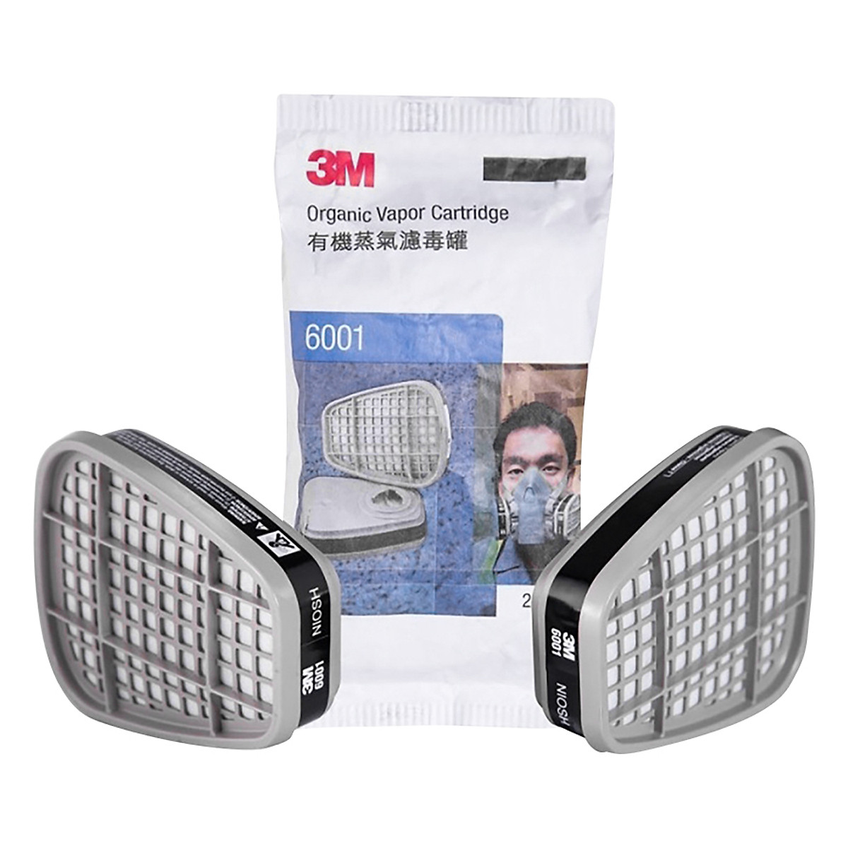 Phin Lọc 3M 6001 xuất sứ Hàn Quốc, thành phần than hoạt tính chất lượng cao, chuyên dùng kết hợp với các loại mặt nạ 3M 6100, 6200, 7501, 7502, 6800...