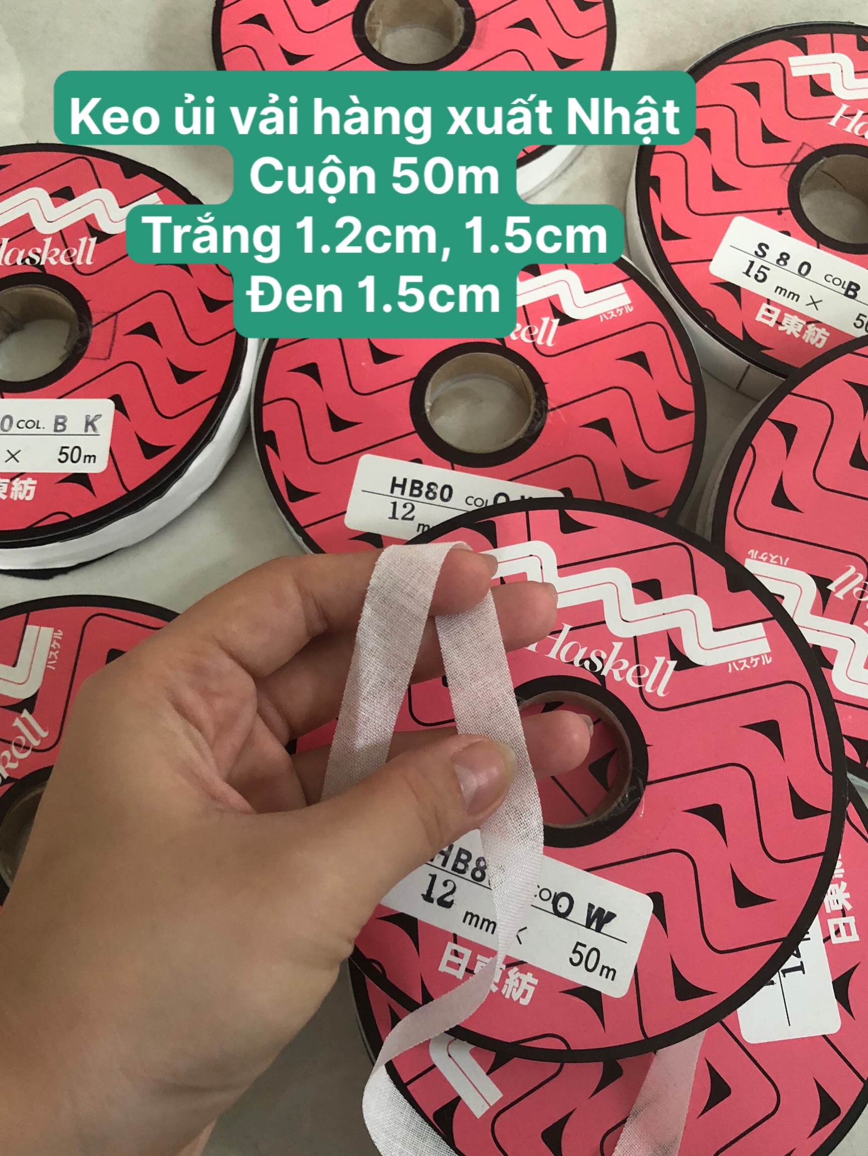 Keo vải ủi quần áo cuộn 50m hàng xuất Nhật có 2 màu