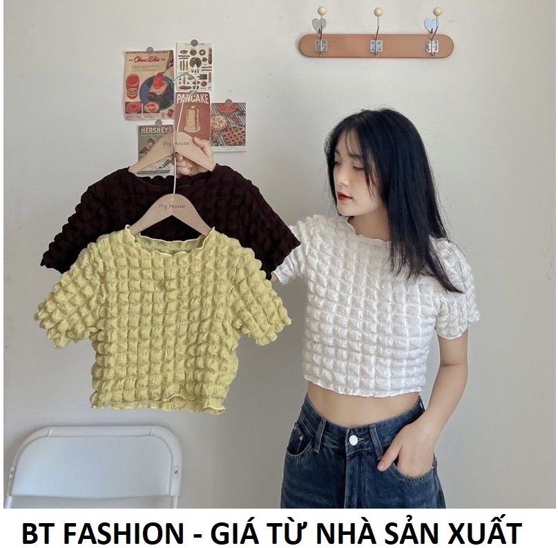 Áo xốp croptop thun co dãn - bt fashion