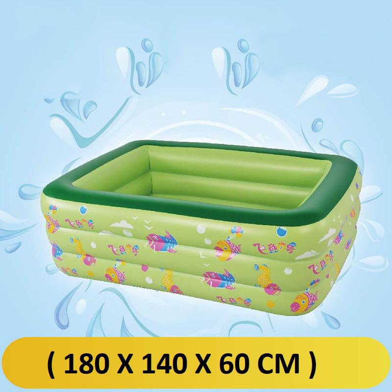 Be Boi Mini Cho Gia Dinh - Bể Bơi Phao Trong Nhà, Hình Chữ Nhật Kích Thước 180 140 X 60 Cm Loại Cực Dày, Chất Liệu Nhựa Pvc An Toàn 100% Cho Bé, Chất Lượng Cao ( Tặng Bơm Hơi & Đồ Vá ) Bh 12 Tháng