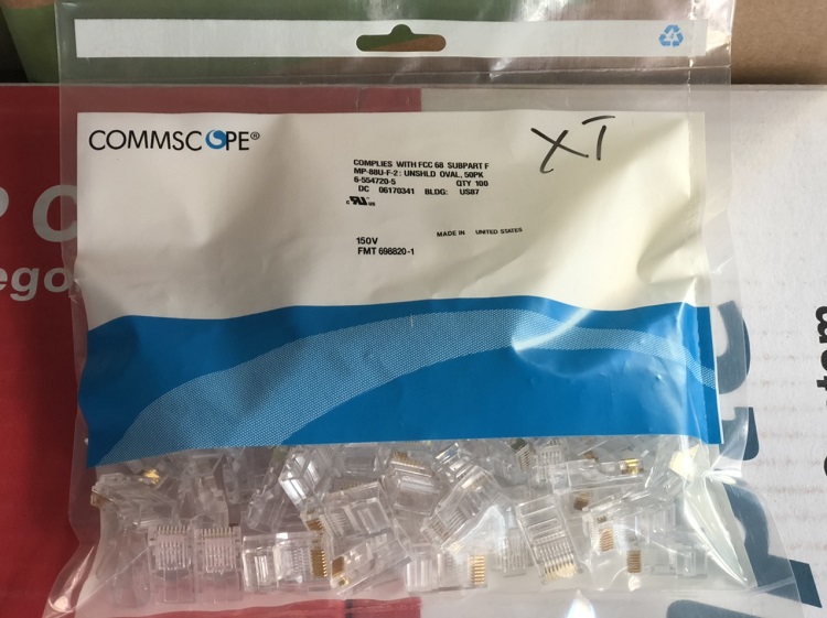 Hạt mạng xuyên thấu cat5/ cat6 chân đồng commscope