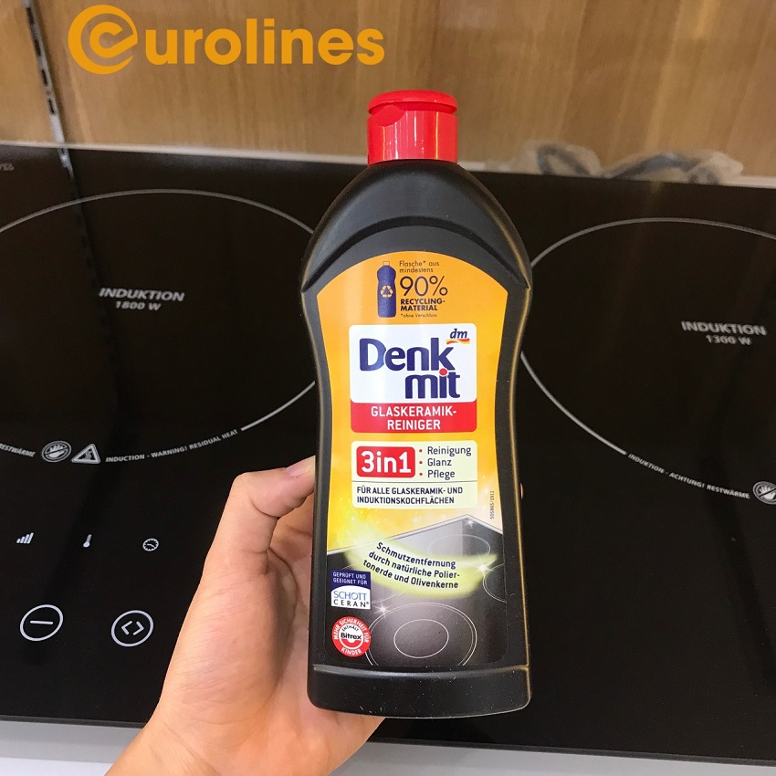 Dung Dịch Vệ Sinh Bếp Từ Denkmit 3in1 [Nhập Đức - Làm sạch bề mặt bếp từ - Dung tích 300ml] | Tặng kèm viên tẩy lồng giặt trị giá 20K