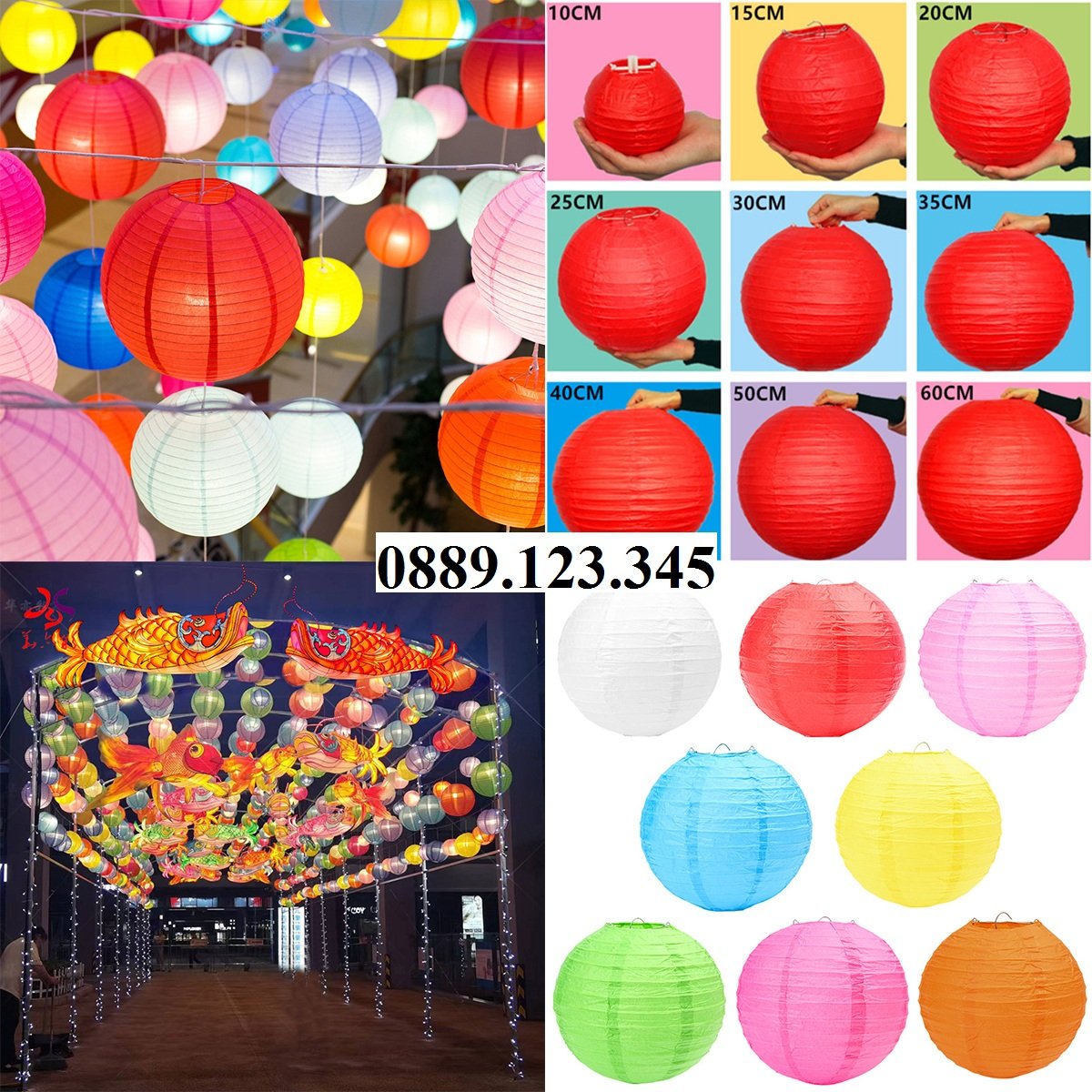 Đèn lồng giấy đỏ tròn cao cấp 15/20/25/30/40cm trang trí tết, noel, giáng sinh noel,halowen, trung thu, sự kiện, lễ hội,nhà cửa,khu du lịch, lồng đèn giá rẻ