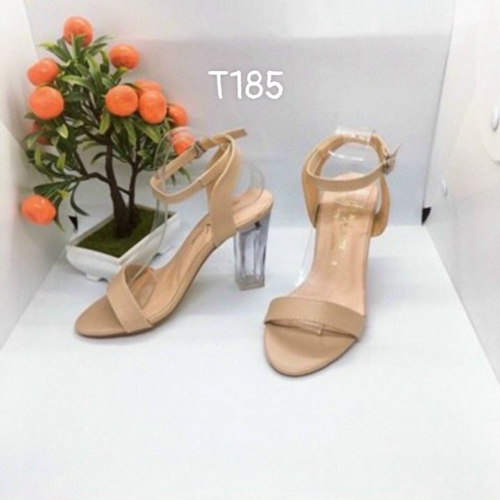 [HCM]Giày cao gót màu da quai gài mảnh dễ thương tôn chân đẹp T185