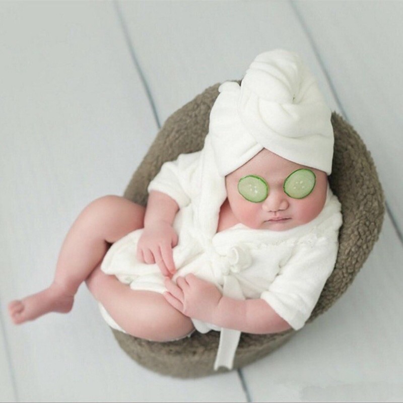 bộ áo choàng tắm newborn đạo cụ chụp bé sơ sinh